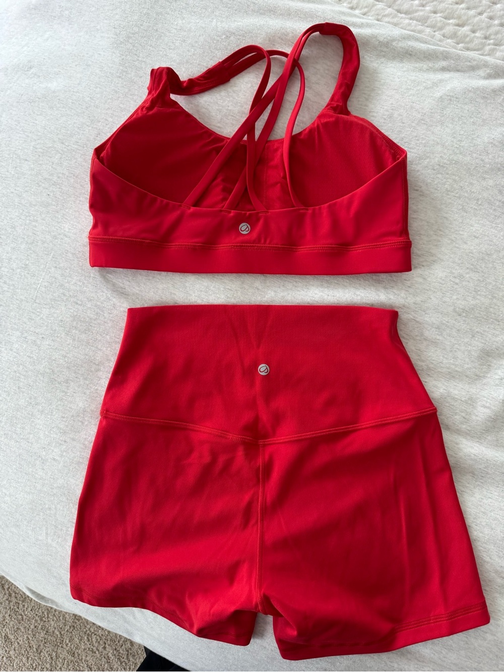 CRZ Yoga Red Strappy Sports Bra & Biker Short Set - Picture 2 of 5